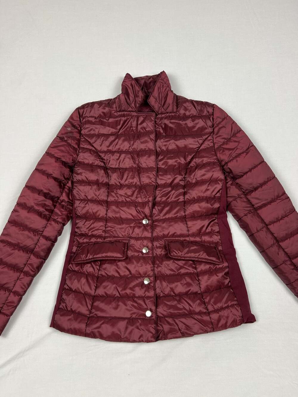 Susan Graver Quilted Puffer Jacket Burgundy Maroon Women Size XXS
